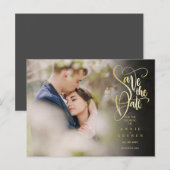 お写真 保存日程 現代 エレガント ゴールド スクリプト ポストカード (正面/裏面)