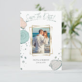 お写真 現代の貝殻 コーラルとターコイズ 招待状 (スタンド正面)