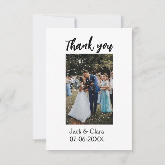 お写真 現代的でエレガント シンプルなウェディング サンクス サンキューカード (正面)