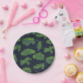 お出かけブルー＆グリーン移動車両自動車少年 ペーパープレート (パーティー)