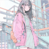 お出かけJKシール|寿司娘 Seal GenerativeAI シール (正面)