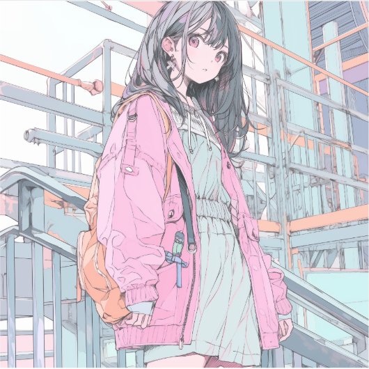 お出かけJKシール｜寿司娘 Seal GenerativeAI シール (正面)