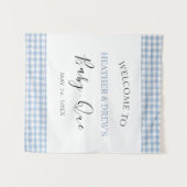 お出迎えサイン ベイビーQ ベイビーシャワーバーベキュー 男の子 青 タペストリー (正面(横))