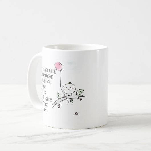 お別お洒落れ同僚ラインアート手書き コーヒーマグカップ (正面左)