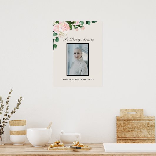 お別れの花の生命のお祝いの案内板 ポスター (キッチン)