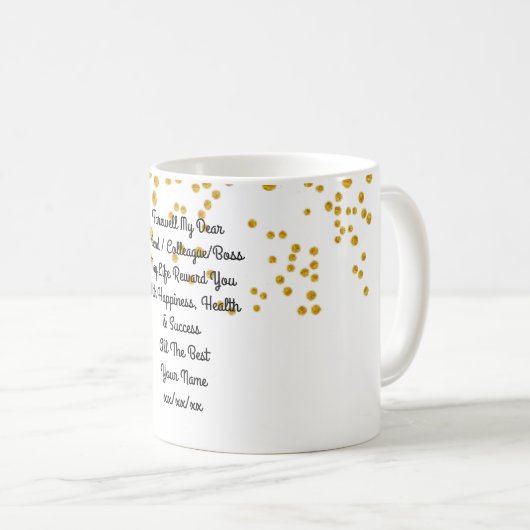 お別れギフト同僚の友人のボス パーソナライズされた コーヒーマグカップ (正面右)