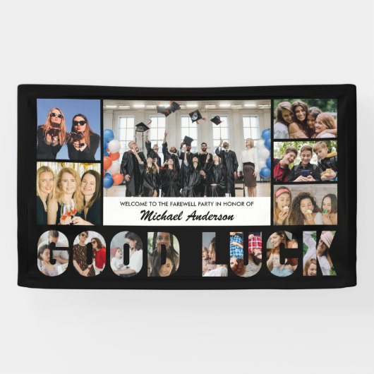 お別れパーティーの写真コラージュ 同僚 横断幕 (横)