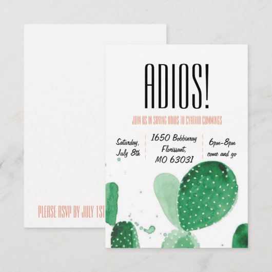 お別れパーティーの招待状 招待状 (正面/裏面)