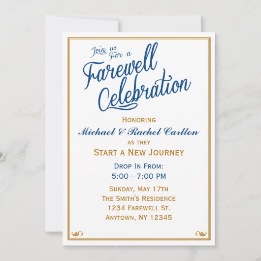 お別れパーティー 招待状 ネイビー (正面)