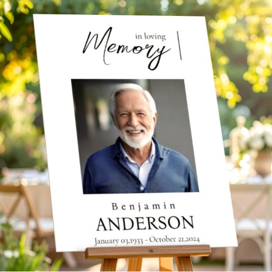 お別れ会用メモリアルウェルカムサイン写真エレガントボーホー ポスター