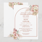 お別れ会 ライフ セレブレーション パンパス グラス フラワーリング 招待状 (正面/裏面)