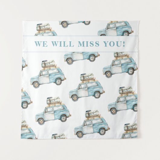 お別れ車の行く遠くにパーティー歓迎の背景 タペストリー (正面)