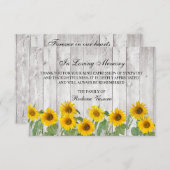 お別れ 木製ひまわり フォト サンキューカード (正面/裏面)