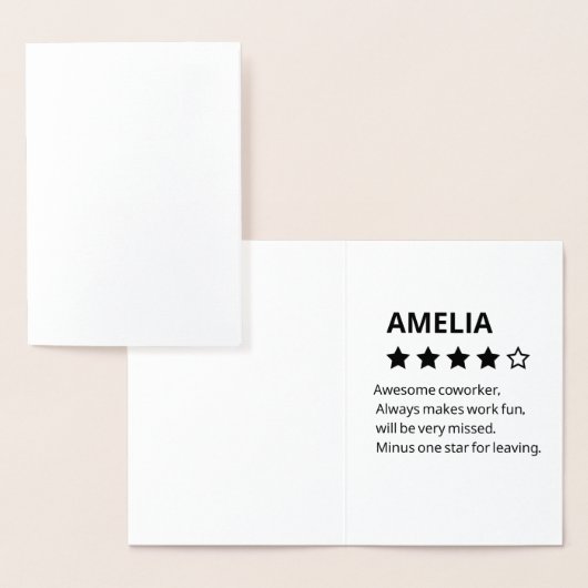 お別パーソナライズされたれギフトおもしろい- 4つ星の同僚 箔カード (ディスプレー)