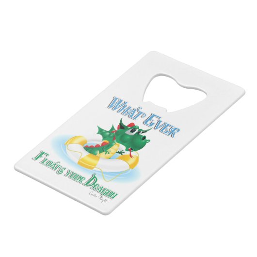 お前おもしろいのドラゴンを浮かべるものは クレジットカード栓抜き (正面アングル)