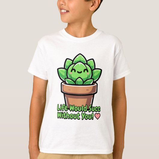 お前がいないと命が奪われる！かわいい多肉質のプリン Tシャツ (正面)