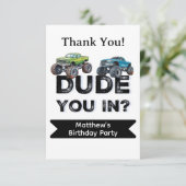 お前が入った？ブラック文字トラックボーイバースデーパーティー サンキューカード (スタンド正面)