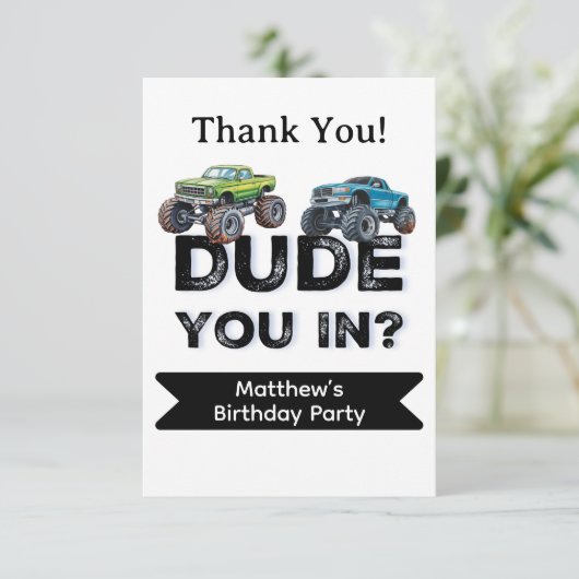 お前が入った?ブラック文字トラックボーイバースデーパーティー サンキューカード (スタンド正面)