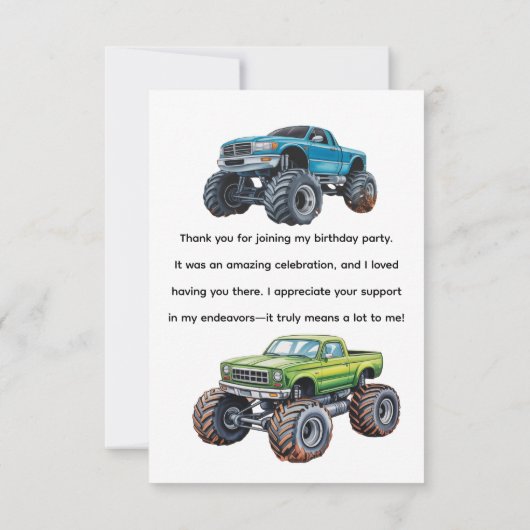 お前が入った？ブラック文字トラックボーイバースデーパーティー サンキューカード (裏面)