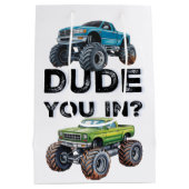 お前が入った？ブラック文字トラックボーイバースデーパーティー ミディアムペーパーバッグ (裏面)