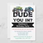 お前が入った?ブラック文字トラックボーイバースデーパーティー 招待状 (正面)