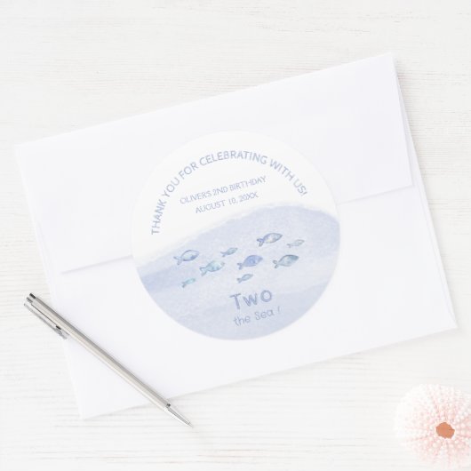 お前が可愛い誕生日の青い海感謝してい魚第2位 ラウンドシール (封筒)