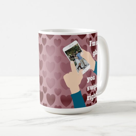 お前が右にスワイプしてよかった!オンラインデートすることコーヒー コーヒーマグカップ (正面右)