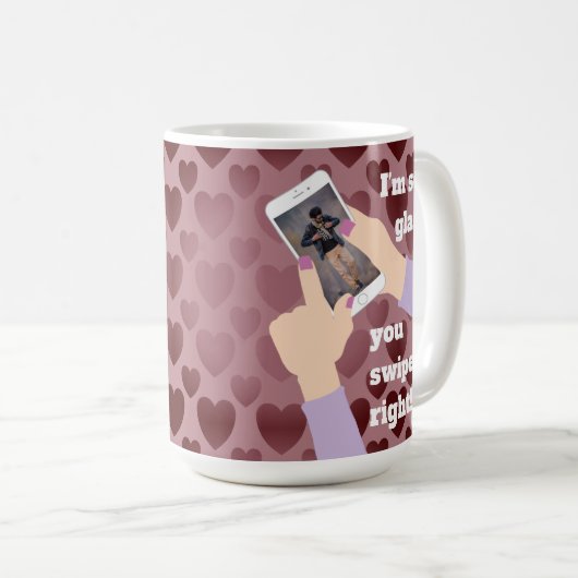 お前が右にスワイプしてよかった!オンラインデートすること コーヒーマグカップ (正面右)