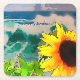 お前が太陽の光るビーチのひまわり スクエアペーパーコースター