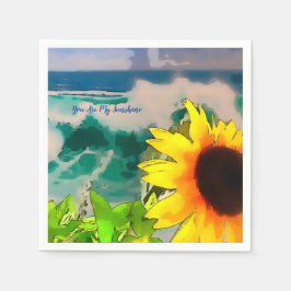 お前が太陽の光るビーチのひまわり スタンダードカクテルナプキン