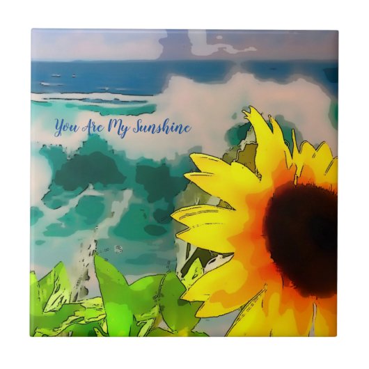 お前が太陽の光るビーチのひまわり タイル (正面)