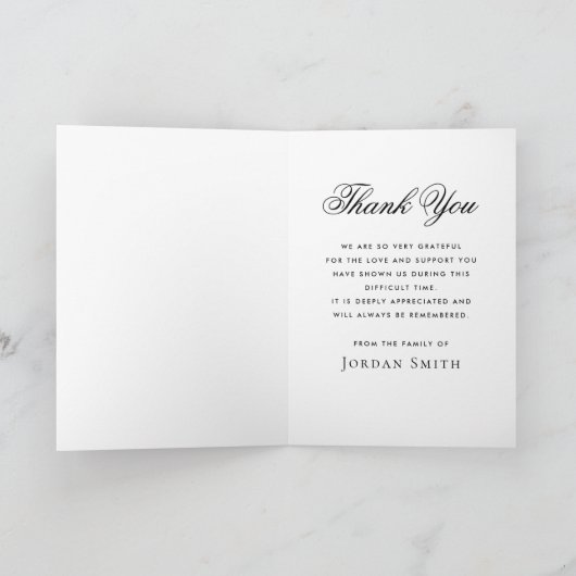 お前が折った写真感謝していの葬儀の死別 カード (内部)