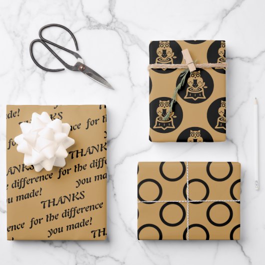 お前が輪を作った違いのために賢いフクロウ ラッピングペーパーシート (正面)