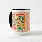 お前が食べ好きになる！-レトロ マグカップ (正面左)