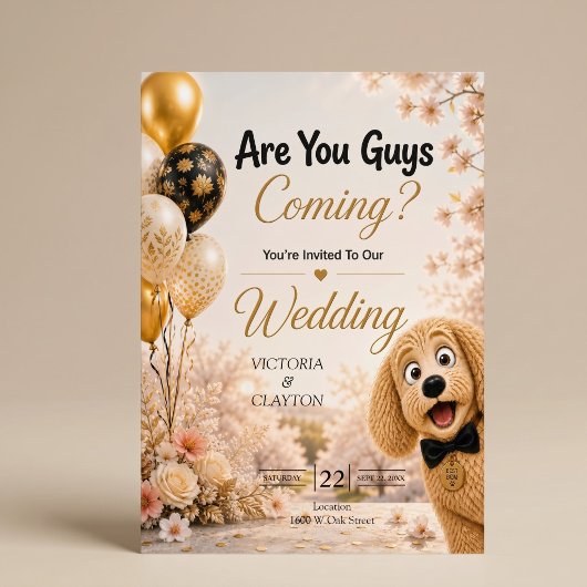 お前たち来る? 面白い犬の春の結婚式 招待状