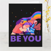 お前だ。LGBT+プライド。レインボー国旗 カード (黄色い花)