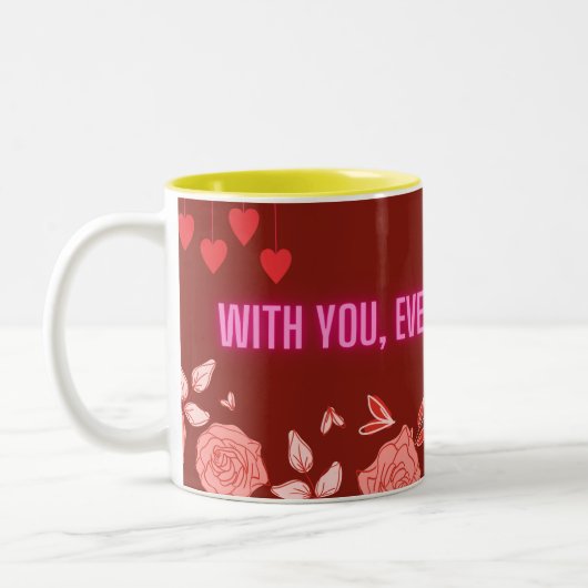 お前と一緒にすべての一口は甘いロマンチックなコーヒーマグだ ツートーンマグカップ (左)