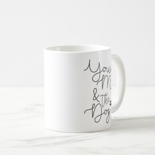 お前と俺と犬ミニマルな白黒 コーヒーマグカップ (正面右)