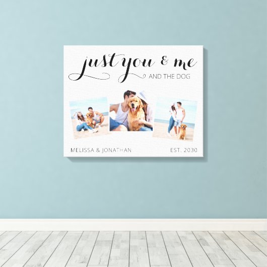 お前と犬の写真カスタムコラージュ キャンバスプリント (インサイチュ (ウッドフロア))