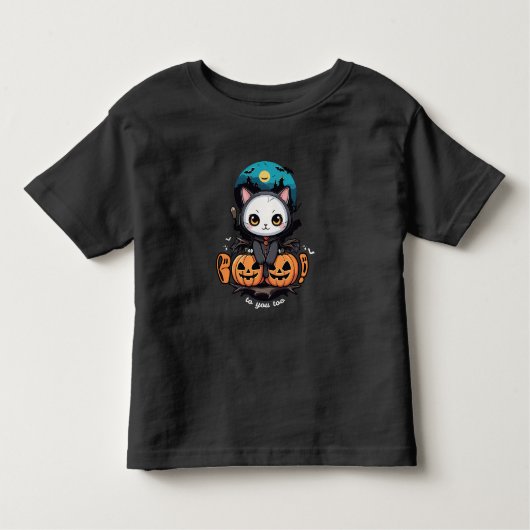 お前にもブー | キュートキャットこうもりウィングズ&カボチャ トドラーTシャツ (正面)