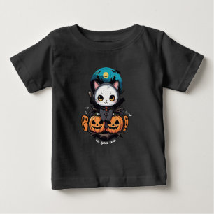 お前にもブー キュートキャットこうもりウィングズ&カボチャ ベビーTシャツ