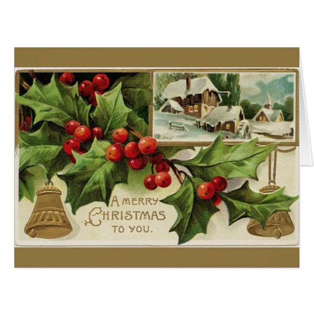 お前にメリークリスマスビッグヴィンテージグリーティングカード (正面横)