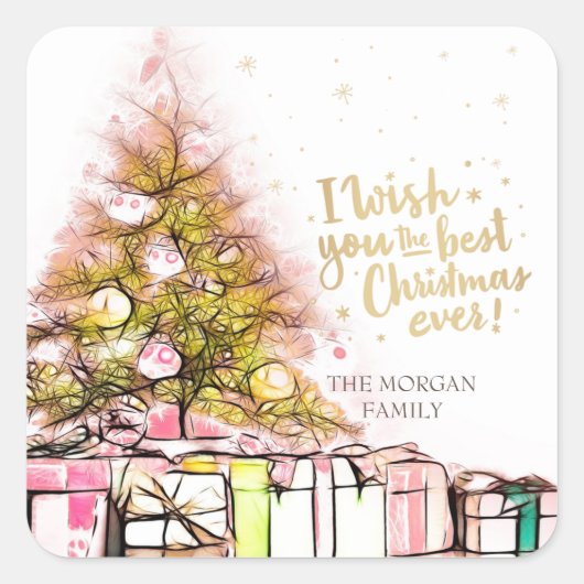 お前に聖降誕祭の最高の前途を祈る スクエアシール (正面)