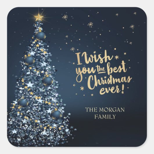 お前に聖降誕祭最高のの必要を願う青松 スクエアシール (正面)