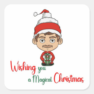お前に魔法のクリスマスマンを祈る スクエアシール