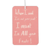 お前のおもしろい悪い引用文が冗談を言い争ってユーモアのピンク カーエアーフレッシュナー (正面)