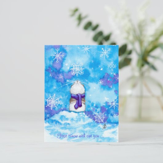 お前のはがき恋しく思で最初の雪 ポストカード (スタンド正面)