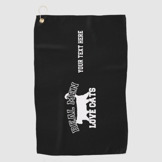 お前のテキス実在トマンは猫のシルエットが大好き ゴルフタオル (正面)