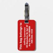 お前のバッグだ！デザインラゲッジタグ（赤） ラゲッジタグ (裏面縦)