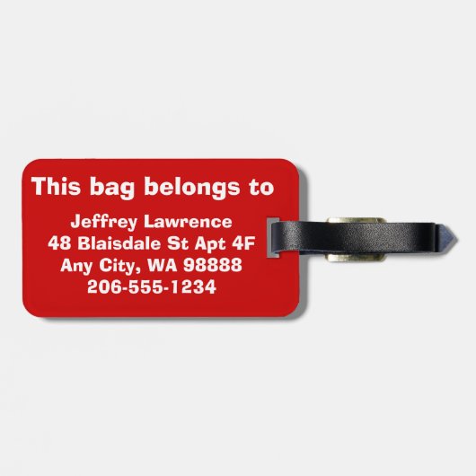 お前のバッグだ！デザインラゲッジタグ（赤） ラゲッジタグ (裏面横)